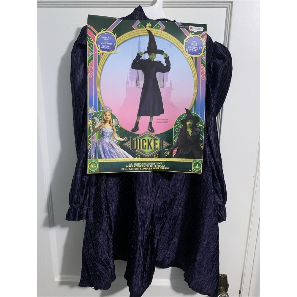 New Wicked Movie Elphaba Costume Girl XS (3T-4T) Cosplay Musical Witch Halloween